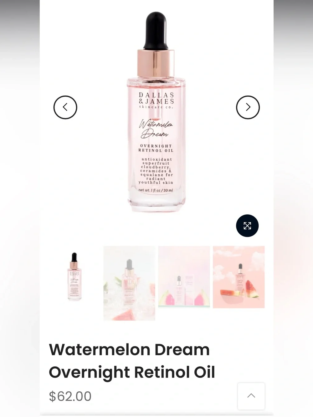Dallas & James 3% Watermelon Dream Overnight Retinol Oil - Pink